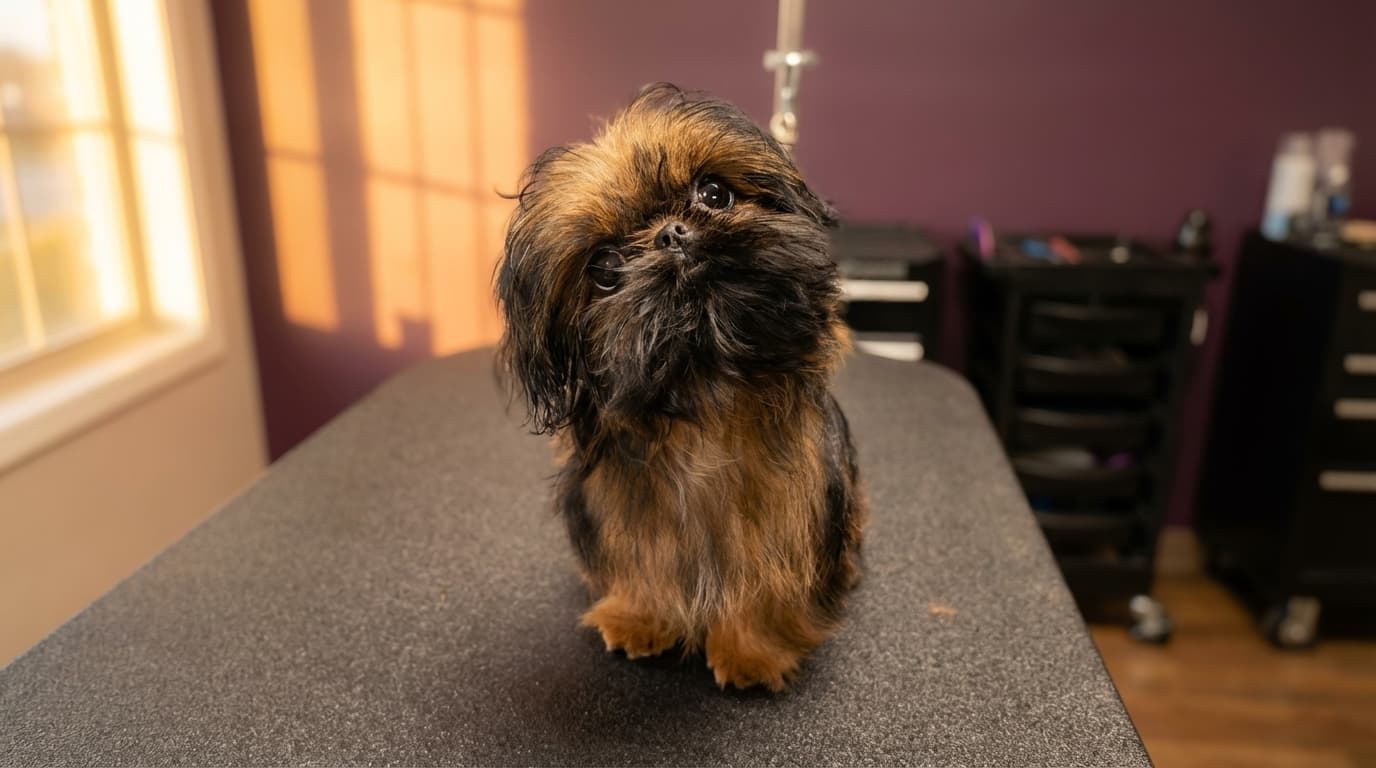 Puppy during a first grooming visit